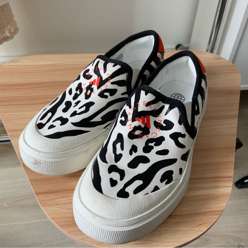 Adidas by Stella McCartney Black and White Slip-On Sneakers